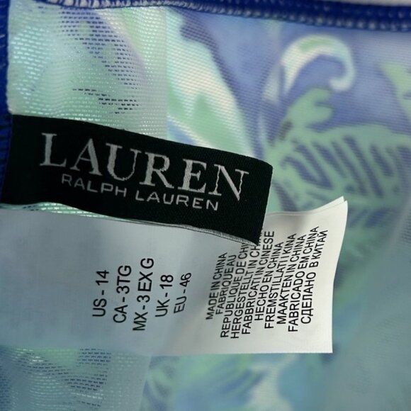 NWT Lauren Ralph Lauren Blue Floral Halter Swim Tankini 14 Plunge No Underwire - Picture 6 of 6